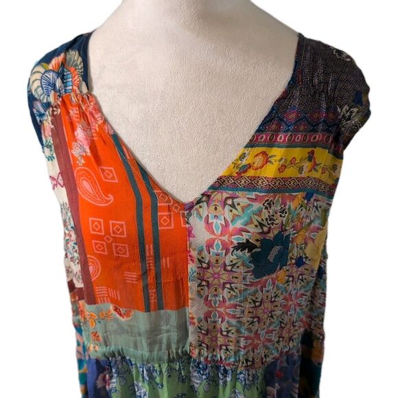 NEW Johnny Was Cherika Natania Dress Large Mixed Floral Print Boho Patchwork NWT - Picture 2 of 9